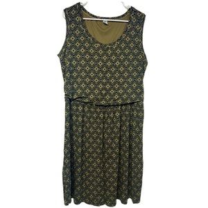 Old Navy Plus Size Geometric Print Olive and Black Midi Length Sundress 2X